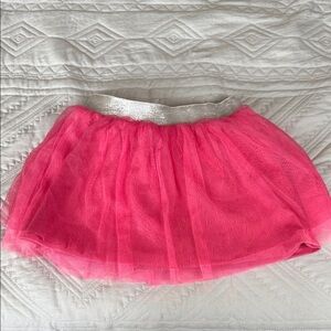 3T Pink Tulle Skirt with Silver Waistband